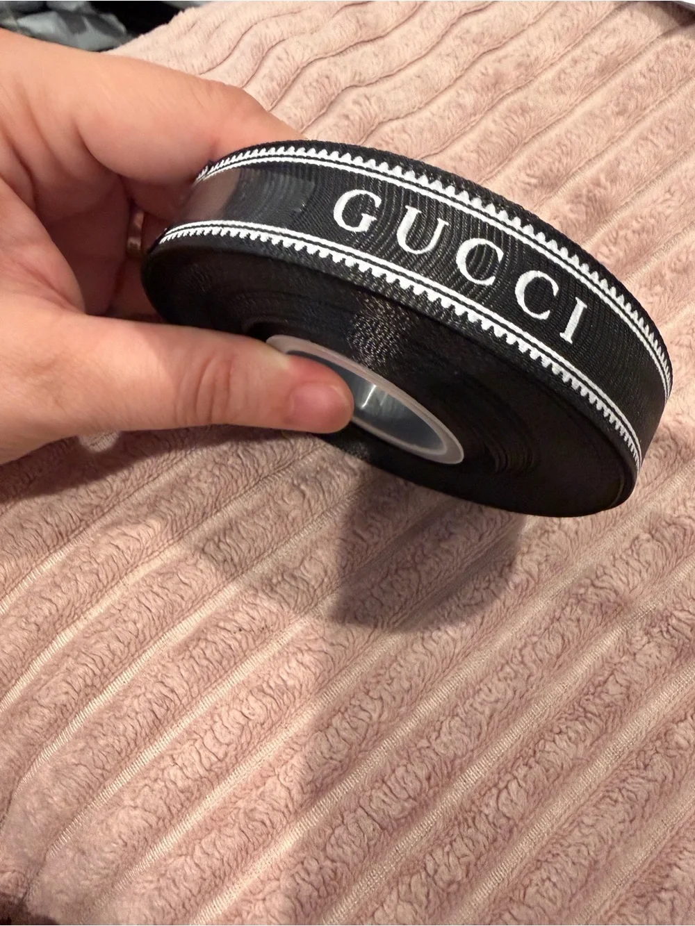 GUCCI Black Logo Ribbon Roll - 36 yards